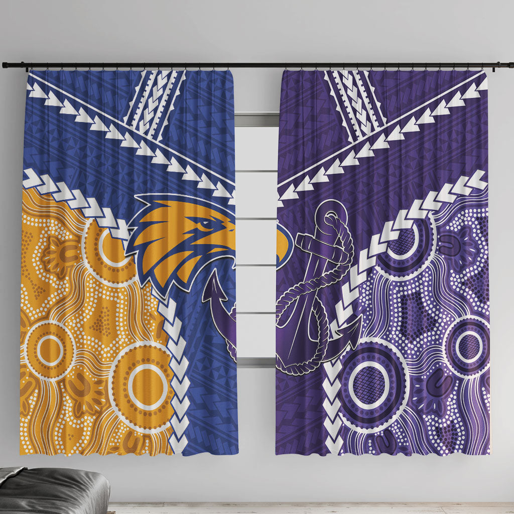 Football Eagles and Dockers Window Curtain 2026 Together Aboriginal Polynesian Pattern