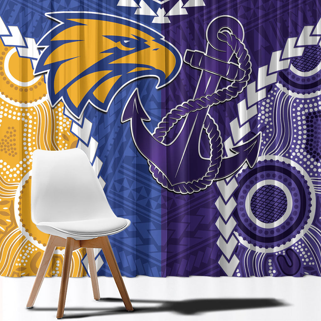 Football Eagles and Dockers Window Curtain 2026 Together Aboriginal Polynesian Pattern