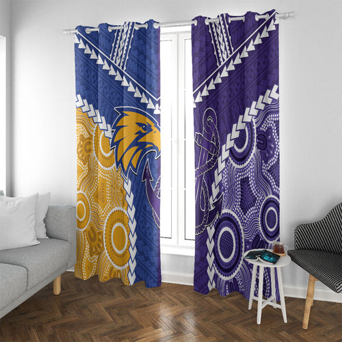 Football Eagles and Dockers Window Curtain 2026 Together Aboriginal Polynesian Pattern