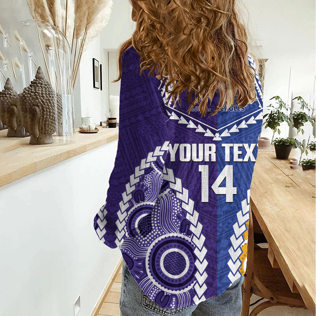 Custom Football Eagles and Dockers Women Casual Shirt 2026 Together Aboriginal Polynesian Pattern