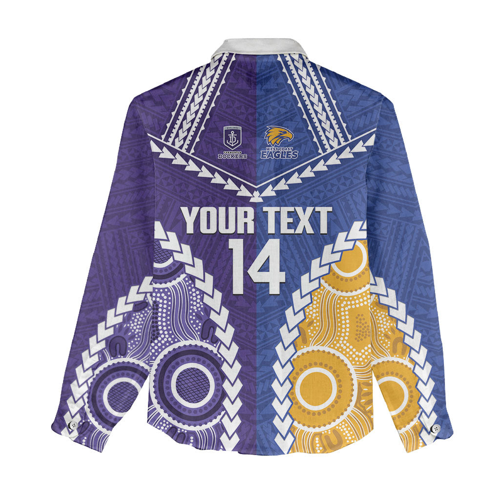 Custom Football Eagles and Dockers Women Casual Shirt 2026 Together Aboriginal Polynesian Pattern