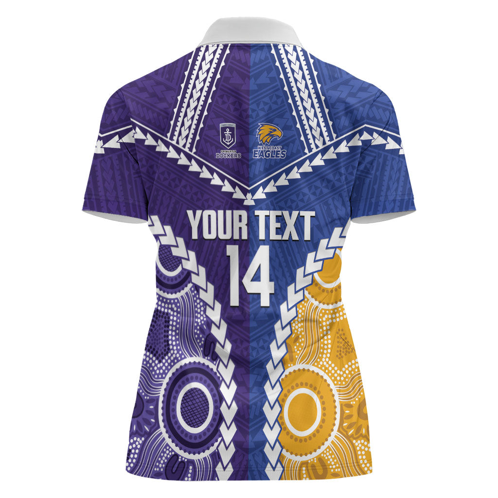 Custom Football Eagles and Dockers Women Polo Shirt 2026 Together Aboriginal Polynesian Pattern