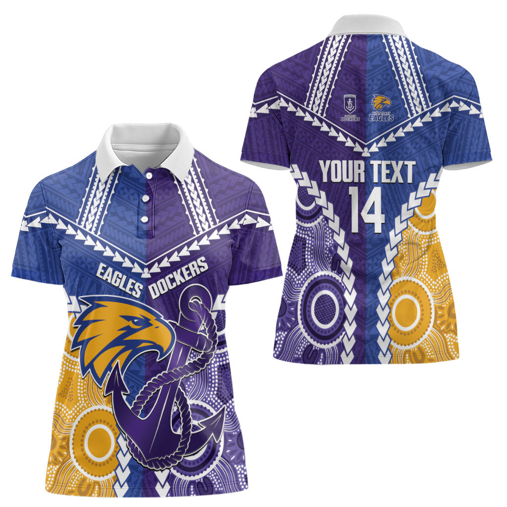 Custom Football Eagles and Dockers Women Polo Shirt 2026 Together Aboriginal Polynesian Pattern