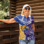 Custom Football Eagles and Dockers Women Polo Shirt 2026 Together Aboriginal Polynesian Pattern