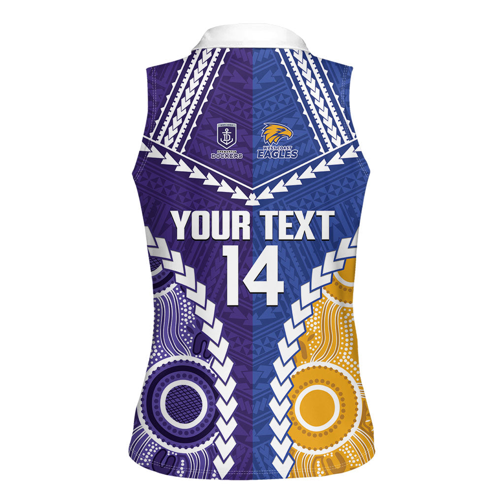 Custom Football Eagles and Dockers Women Sleeveless Polo Shirt 2026 Together Aboriginal Polynesian Pattern