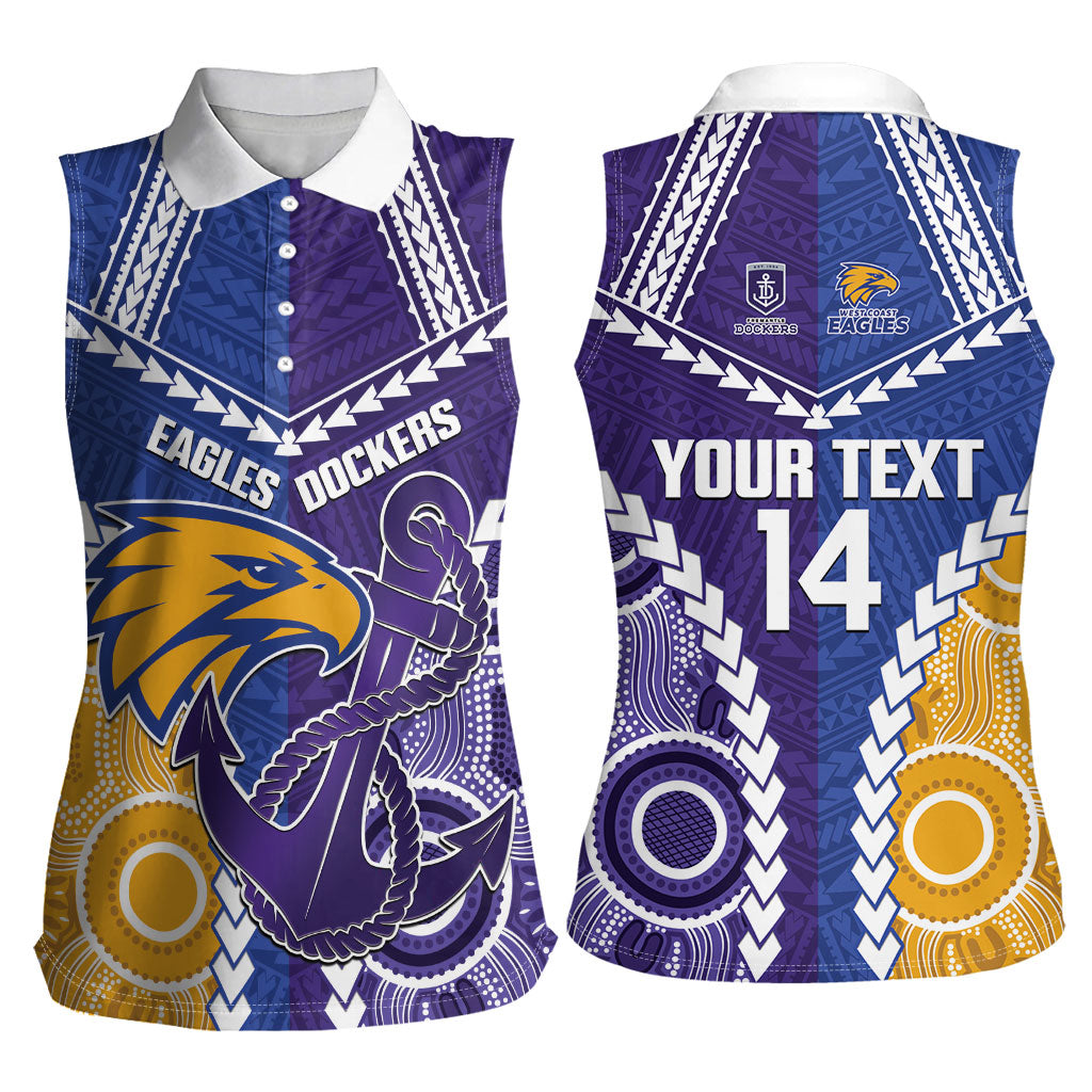 Custom Football Eagles and Dockers Women Sleeveless Polo Shirt 2026 Together Aboriginal Polynesian Pattern