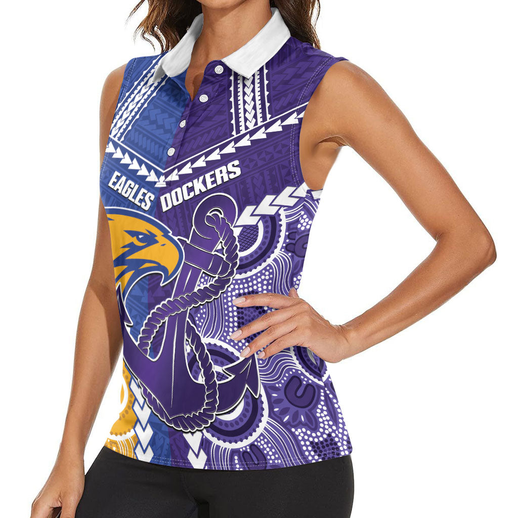 Custom Football Eagles and Dockers Women Sleeveless Polo Shirt 2026 Together Aboriginal Polynesian Pattern