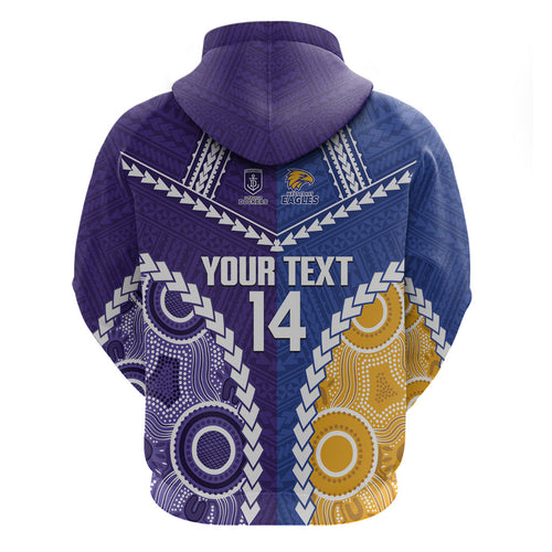 Custom Football Eagles and Dockers Zip Hoodie 2026 Together Aboriginal Polynesian Pattern