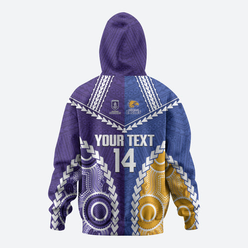 Custom Football Eagles and Dockers Zip Hoodie 2026 Together Aboriginal Polynesian Pattern