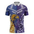 Custom Football Eagles and Dockers Zipper Polo Shirt 2026 Together Aboriginal Polynesian Pattern