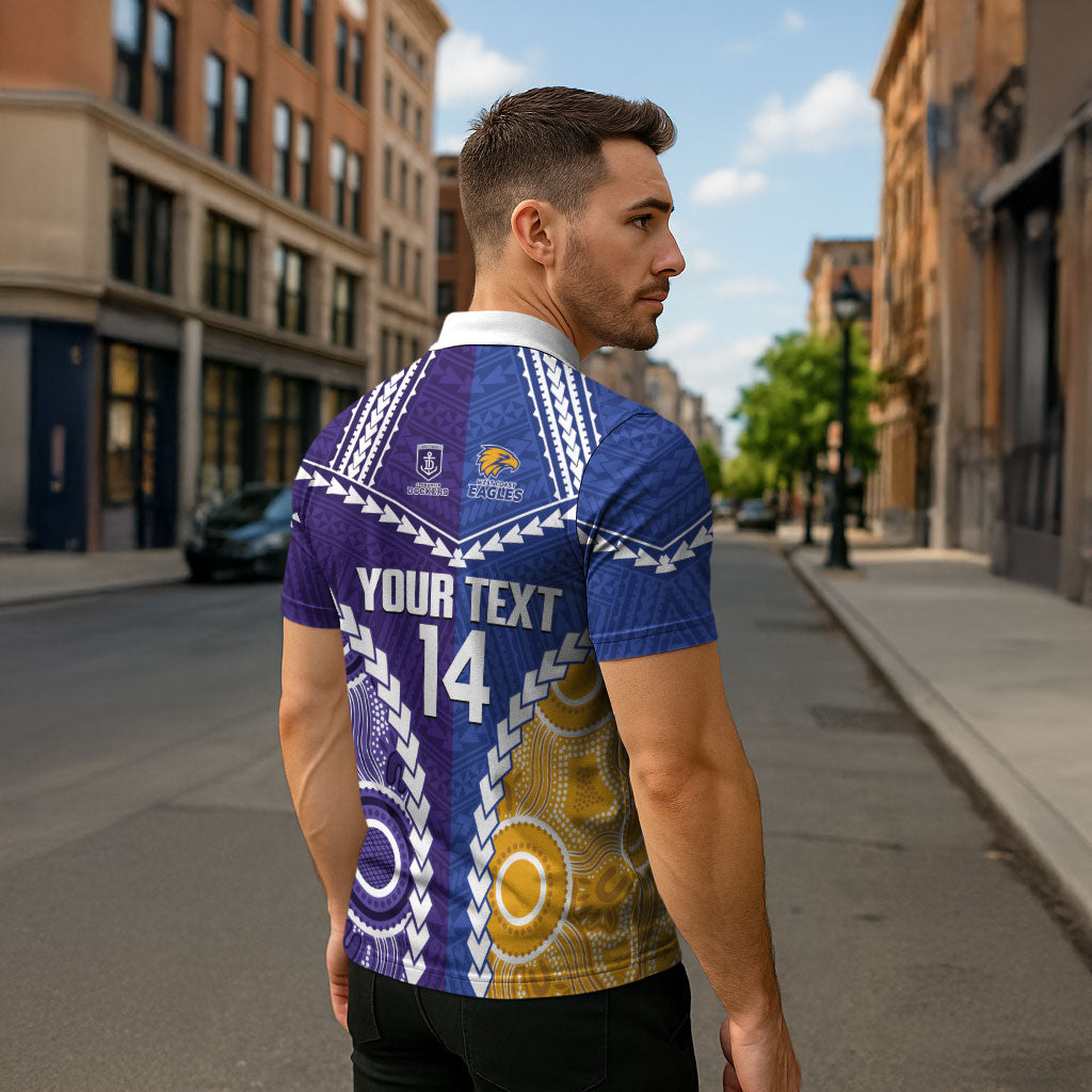Custom Football Eagles and Dockers Zipper Polo Shirt 2026 Together Aboriginal Polynesian Pattern