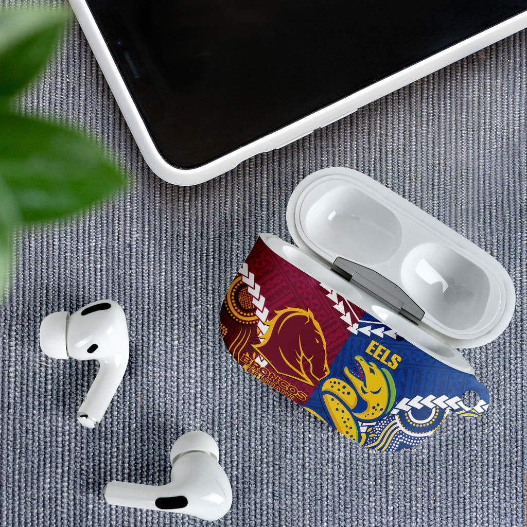 Rugby Broncos and Eels AirPods Case 2026 Together Aboriginal Polynesian Pattern
