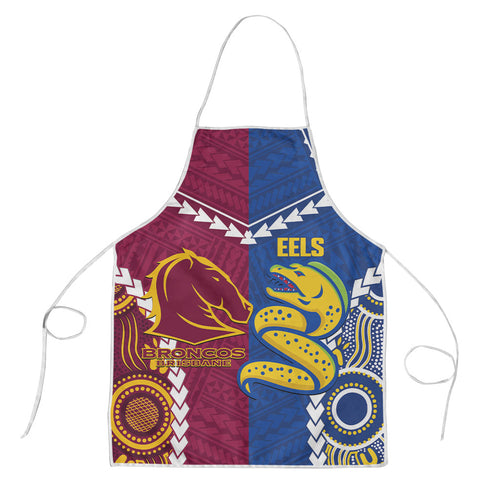 Rugby Broncos and Eels Apron 2026 Together Aboriginal Polynesian Pattern