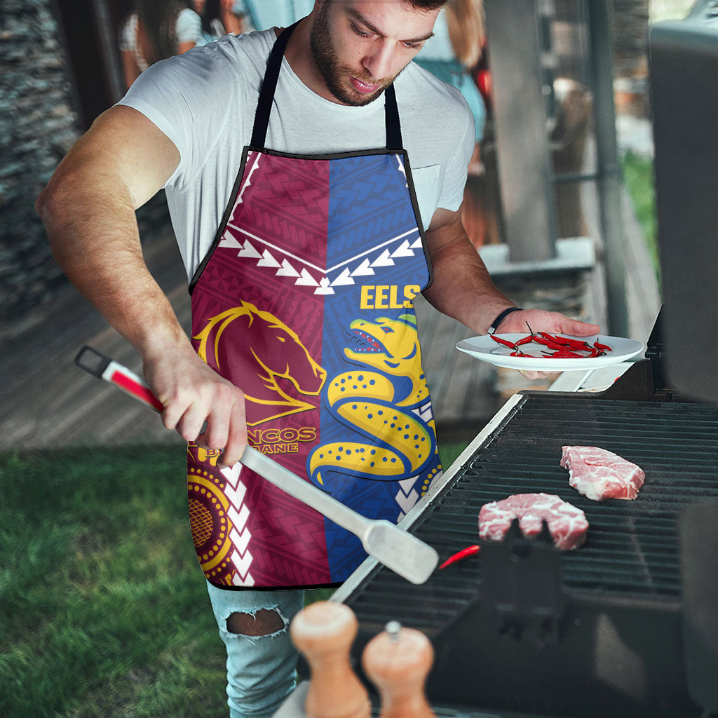 Rugby Broncos and Eels Apron 2026 Together Aboriginal Polynesian Pattern
