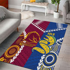 Rugby Broncos and Eels Area Rug 2026 Together Aboriginal Polynesian Pattern