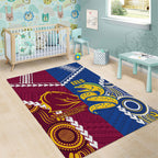 Rugby Broncos and Eels Area Rug 2026 Together Aboriginal Polynesian Pattern
