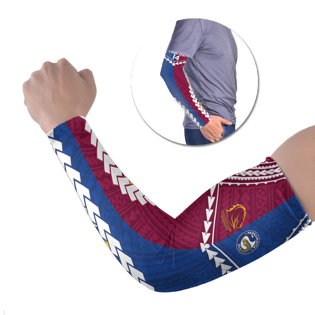 Custom Rugby Broncos and Eels Arm Sleeves 2026 Together Aboriginal Polynesian Pattern