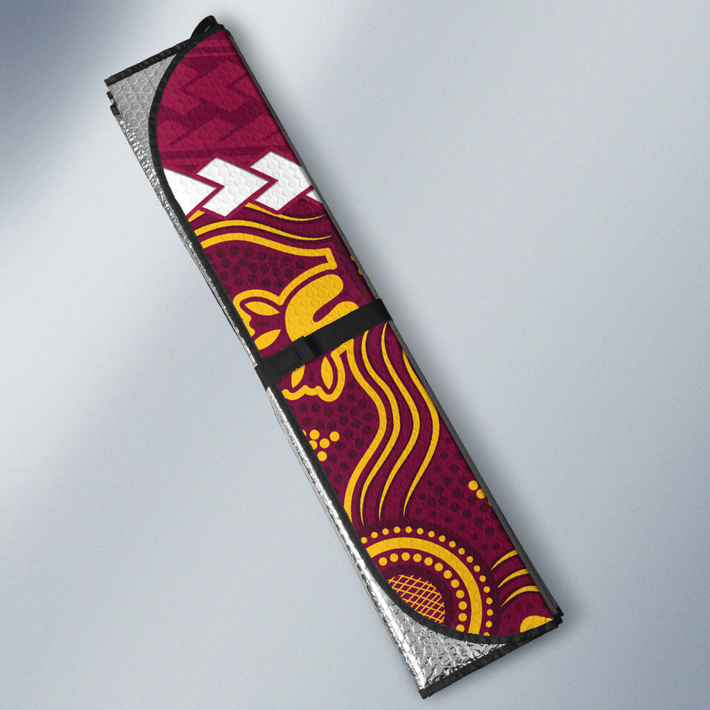 Rugby Broncos and Eels Auto Sun Shade 2026 Together Aboriginal Polynesian Pattern