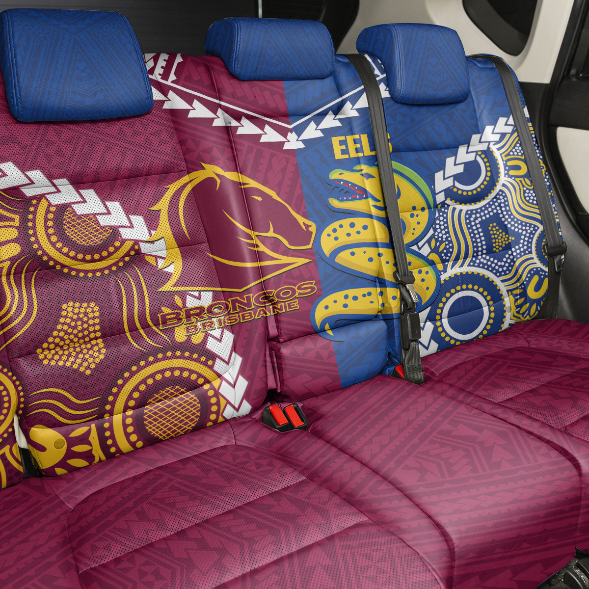 Rugby Broncos and Eels Back Car Seat Cover 2026 Together Aboriginal Polynesian Pattern