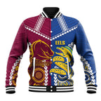 Custom Rugby Broncos and Eels Baseball Jacket 2026 Together Aboriginal Polynesian Pattern