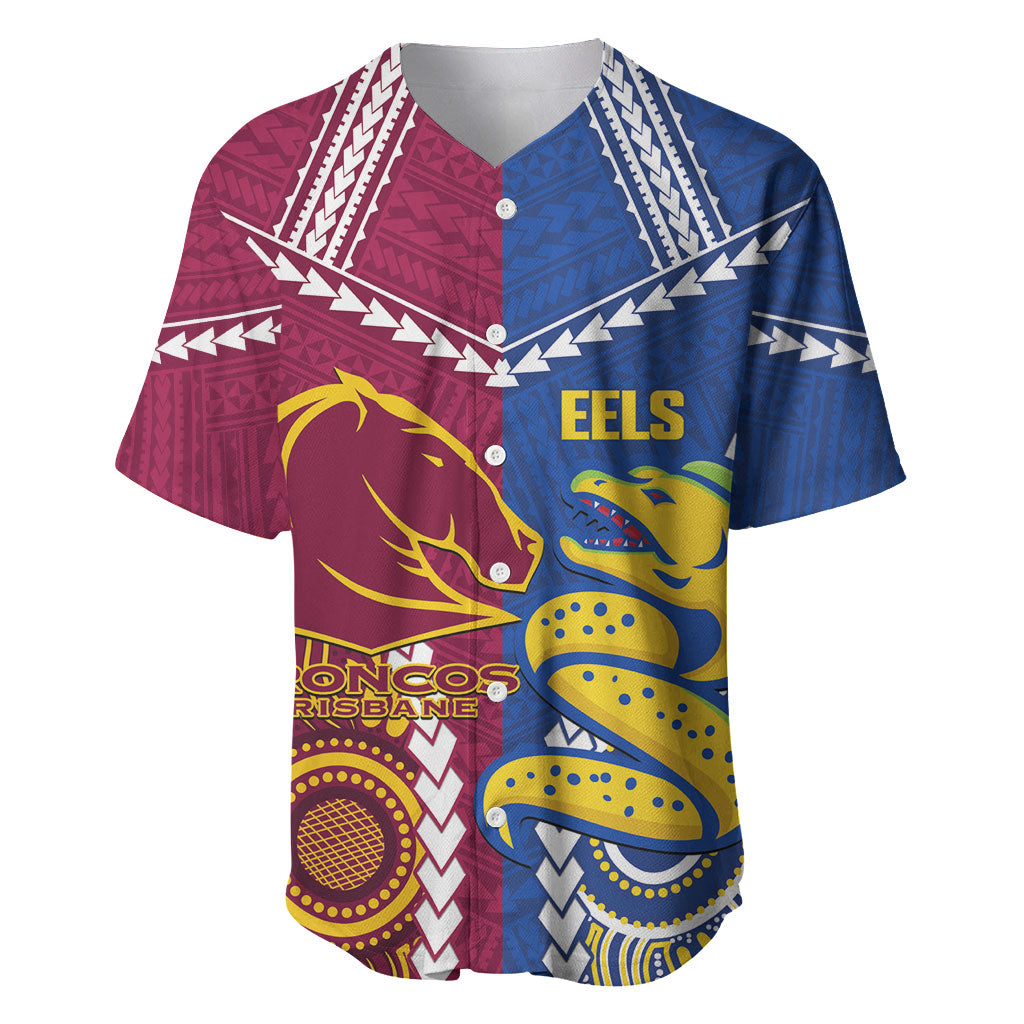 Custom Rugby Broncos and Eels Baseball Jersey 2026 Together Aboriginal Polynesian Pattern