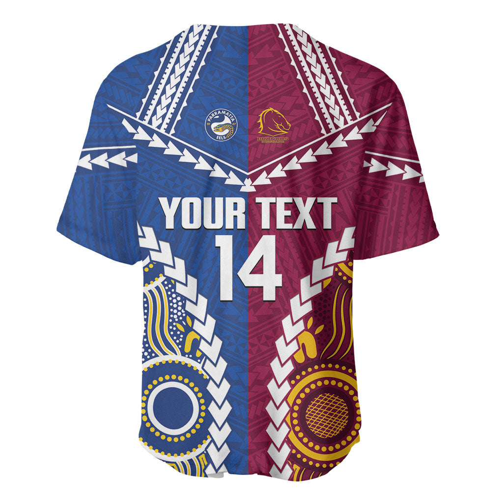 Custom Rugby Broncos and Eels Baseball Jersey 2026 Together Aboriginal Polynesian Pattern