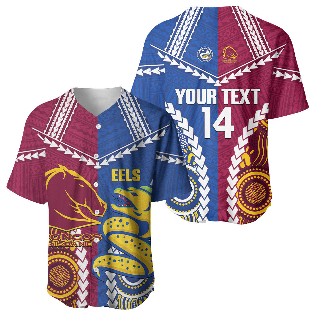 Custom Rugby Broncos and Eels Baseball Jersey 2026 Together Aboriginal Polynesian Pattern