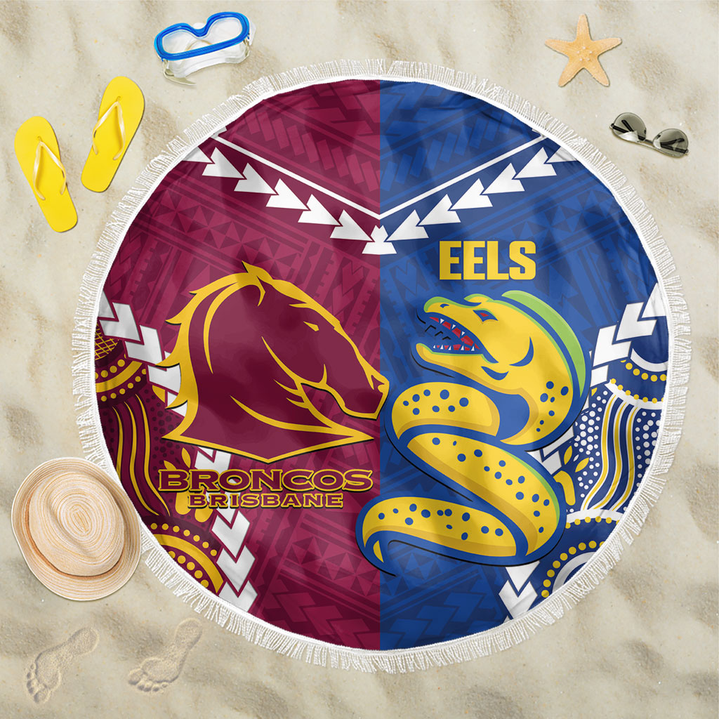 Rugby Broncos and Eels Beach Blanket 2026 Together Aboriginal Polynesian Pattern