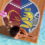 Rugby Broncos and Eels Beach Blanket 2026 Together Aboriginal Polynesian Pattern