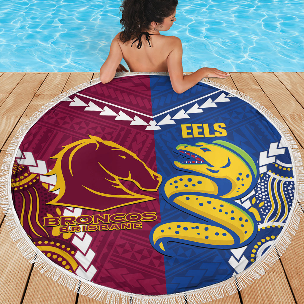 Rugby Broncos and Eels Beach Blanket 2026 Together Aboriginal Polynesian Pattern