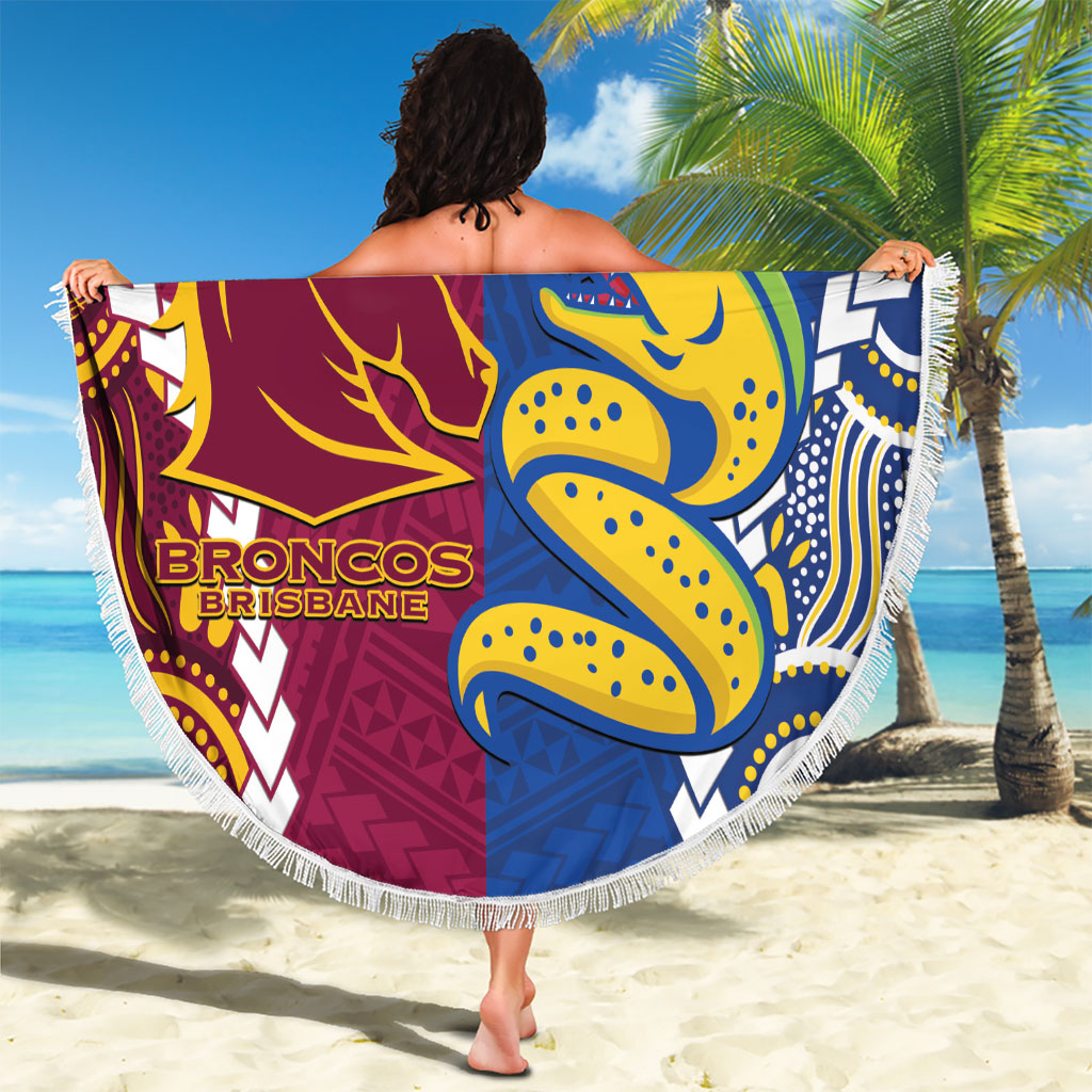 Rugby Broncos and Eels Beach Blanket 2026 Together Aboriginal Polynesian Pattern