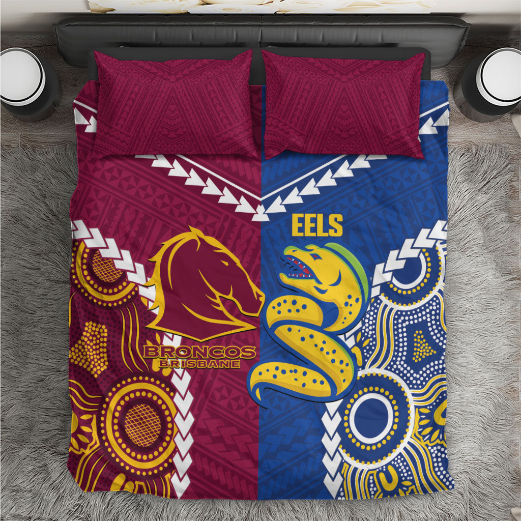 Rugby Broncos and Eels Bedding Set 2026 Together Aboriginal Polynesian Pattern
