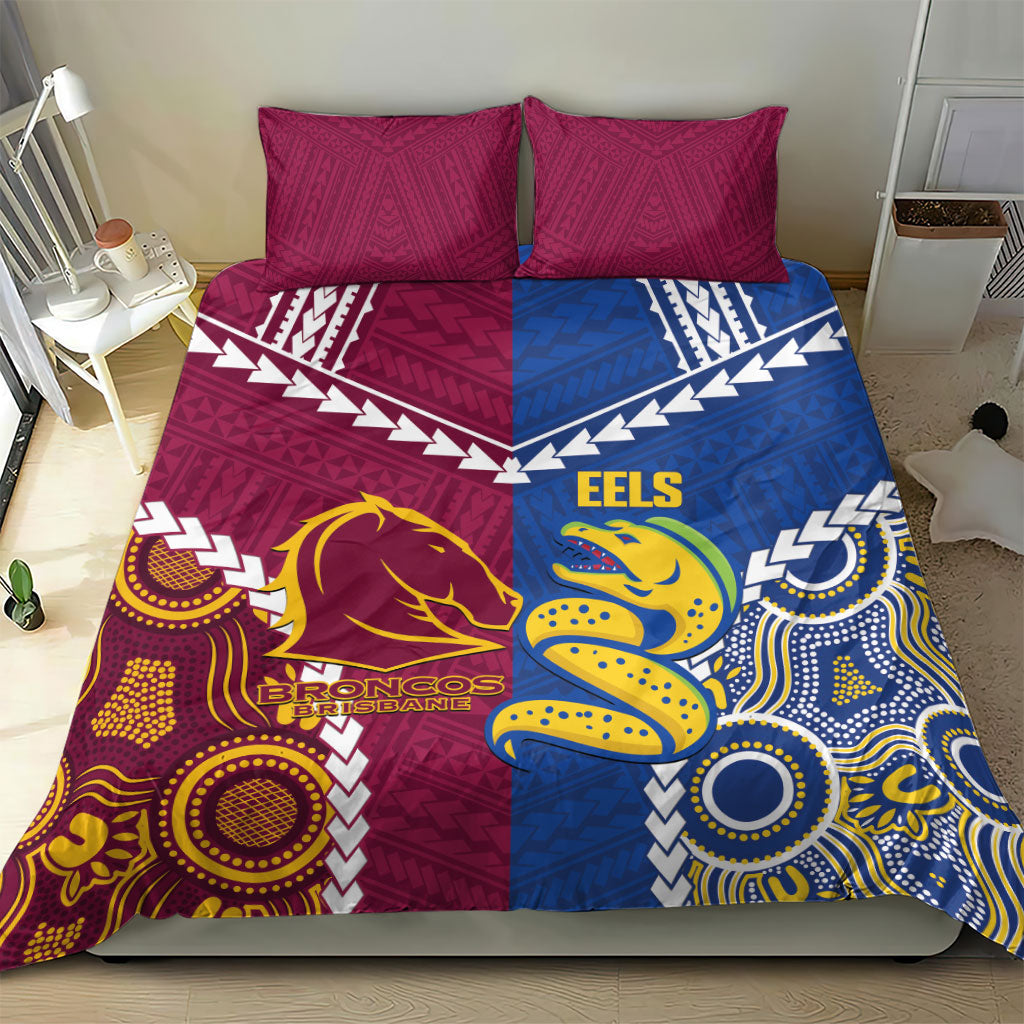 Rugby Broncos and Eels Bedding Set 2026 Together Aboriginal Polynesian Pattern