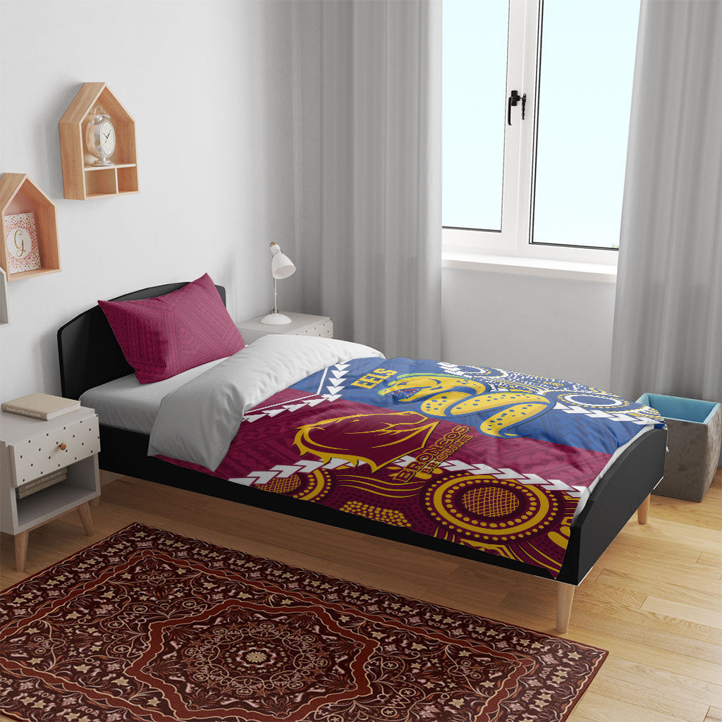 Rugby Broncos and Eels Bedding Set 2026 Together Aboriginal Polynesian Pattern
