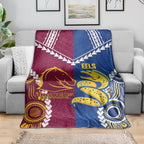 Rugby Broncos and Eels Blanket 2026 Together Aboriginal Polynesian Pattern