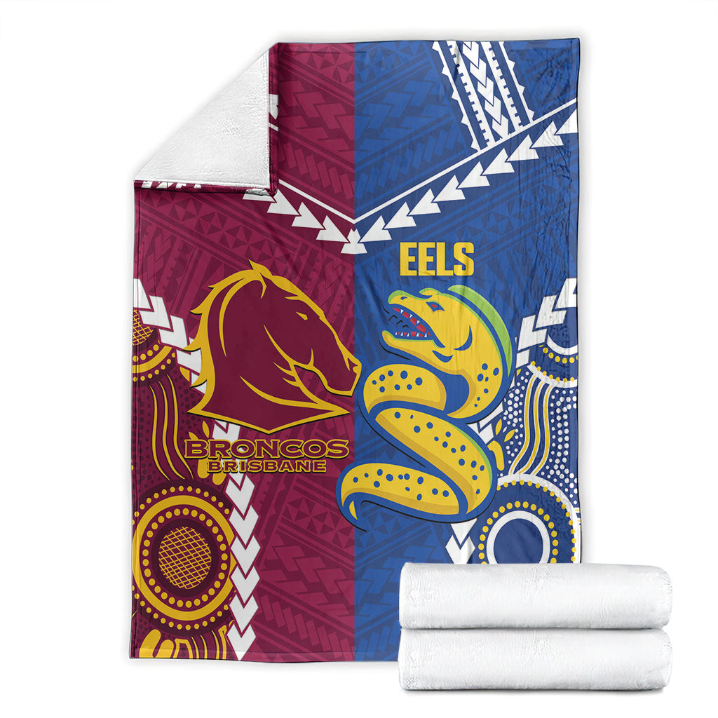 Rugby Broncos and Eels Blanket 2026 Together Aboriginal Polynesian Pattern