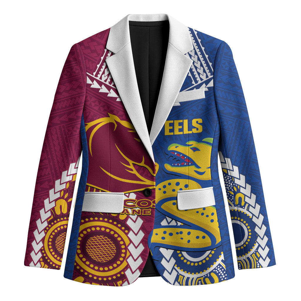 Custom Rugby Broncos and Eels Blazer 2026 Together Aboriginal Polynesian Pattern