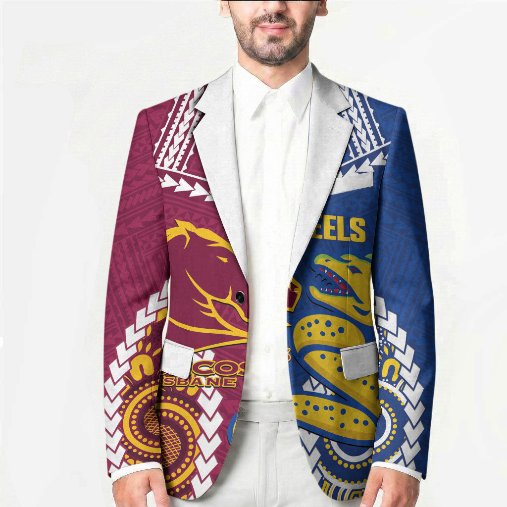 Custom Rugby Broncos and Eels Blazer 2026 Together Aboriginal Polynesian Pattern