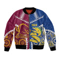 Custom Rugby Broncos and Eels Bomber Jacket 2026 Together Aboriginal Polynesian Pattern