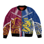 Custom Rugby Broncos and Eels Bomber Jacket 2026 Together Aboriginal Polynesian Pattern