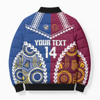 Custom Rugby Broncos and Eels Bomber Puffer Jacket 2026 Together Aboriginal Polynesian Pattern
