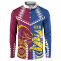Custom Rugby Broncos and Eels Button Sweatshirt 2026 Together Aboriginal Polynesian Pattern