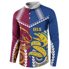 Custom Rugby Broncos and Eels Button Sweatshirt 2026 Together Aboriginal Polynesian Pattern
