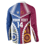Custom Rugby Broncos and Eels Button Sweatshirt 2026 Together Aboriginal Polynesian Pattern
