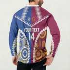 Custom Rugby Broncos and Eels Button Sweatshirt 2026 Together Aboriginal Polynesian Pattern