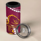 Custom Rugby Broncos and Eels 4 in 1 Can Cooler Tumbler 2026 Together Aboriginal Polynesian Pattern
