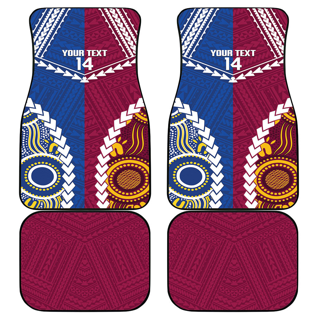 Custom Rugby Broncos and Eels Car Mats 2026 Together Aboriginal Polynesian Pattern