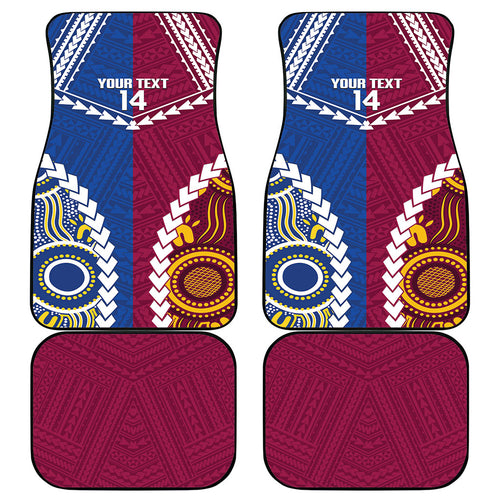 Custom Rugby Broncos and Eels Car Mats 2026 Together Aboriginal Polynesian Pattern