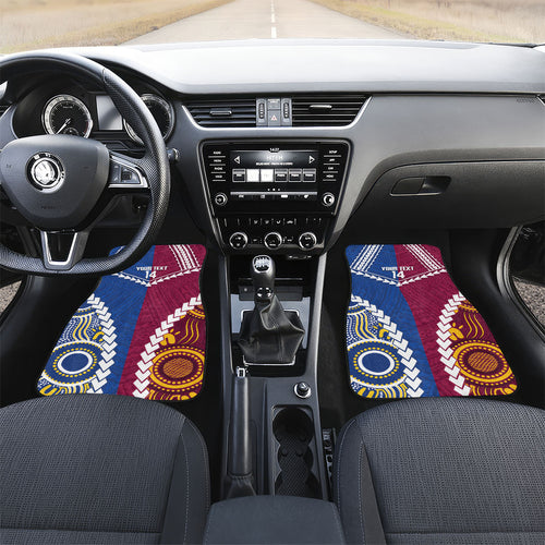 Custom Rugby Broncos and Eels Car Mats 2026 Together Aboriginal Polynesian Pattern