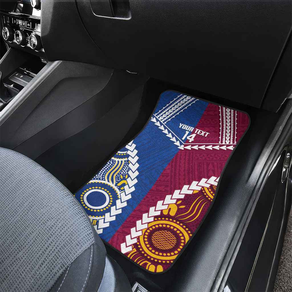 Custom Rugby Broncos and Eels Car Mats 2026 Together Aboriginal Polynesian Pattern